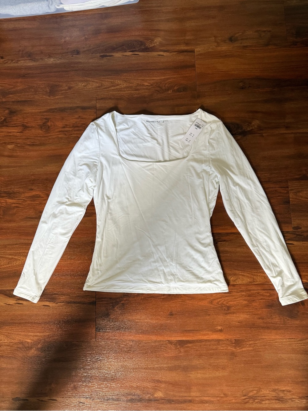 Abercrombie & Fitch White Long Sleeve Square Neck Tee